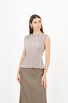 HIGH NECK PLEATED SHIMMER TOP