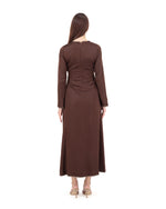 FAUX LEATHER-TRIMMED SLIP DRESS