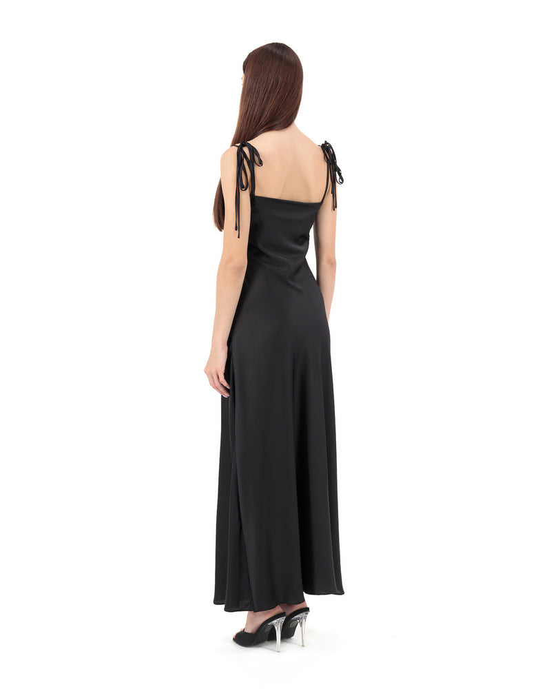 DRAPED SILK SLIP DRESS