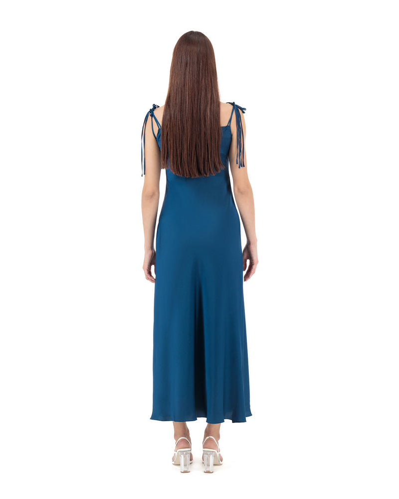 DRAPED SILK SLIP DRESS