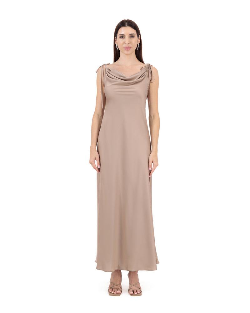 DRAPED SILK SLIP DRESS