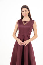 BOW NECKLINE SEAMED DRESS