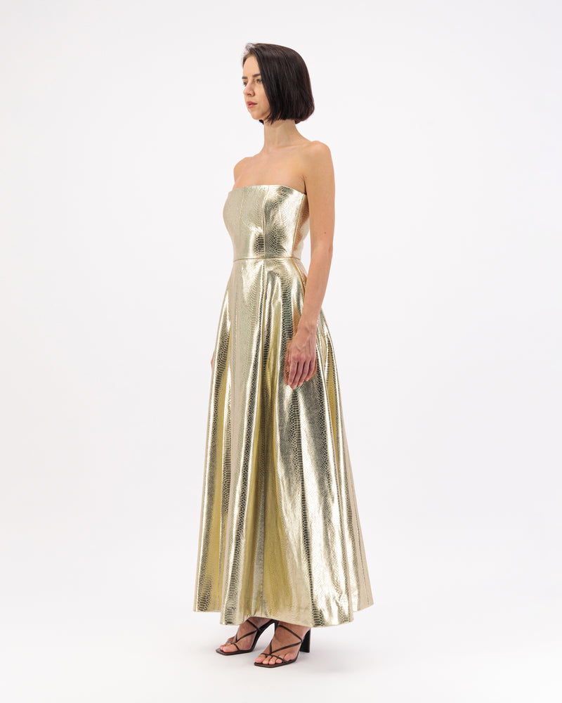 METALLIC VEGAN LEATHER DRESS