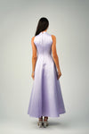 SEAMED SATIN HIGH-NECK DRESS