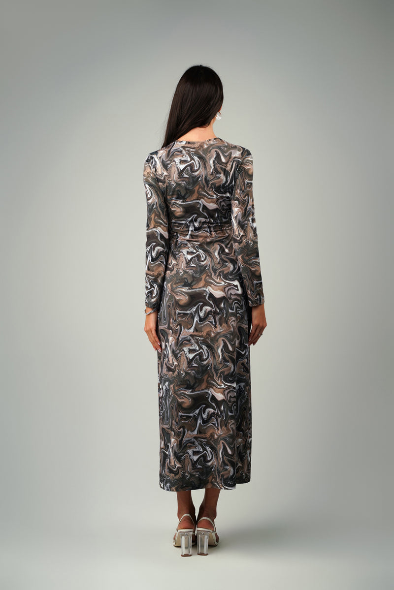 BRUNETTE MARBLE SWIRL DRESS