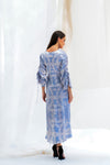 PRINTED SILK GATHERED DRESS