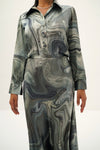 MARBLE SWIRL PRINTED SHIRT AND SKIRT SET