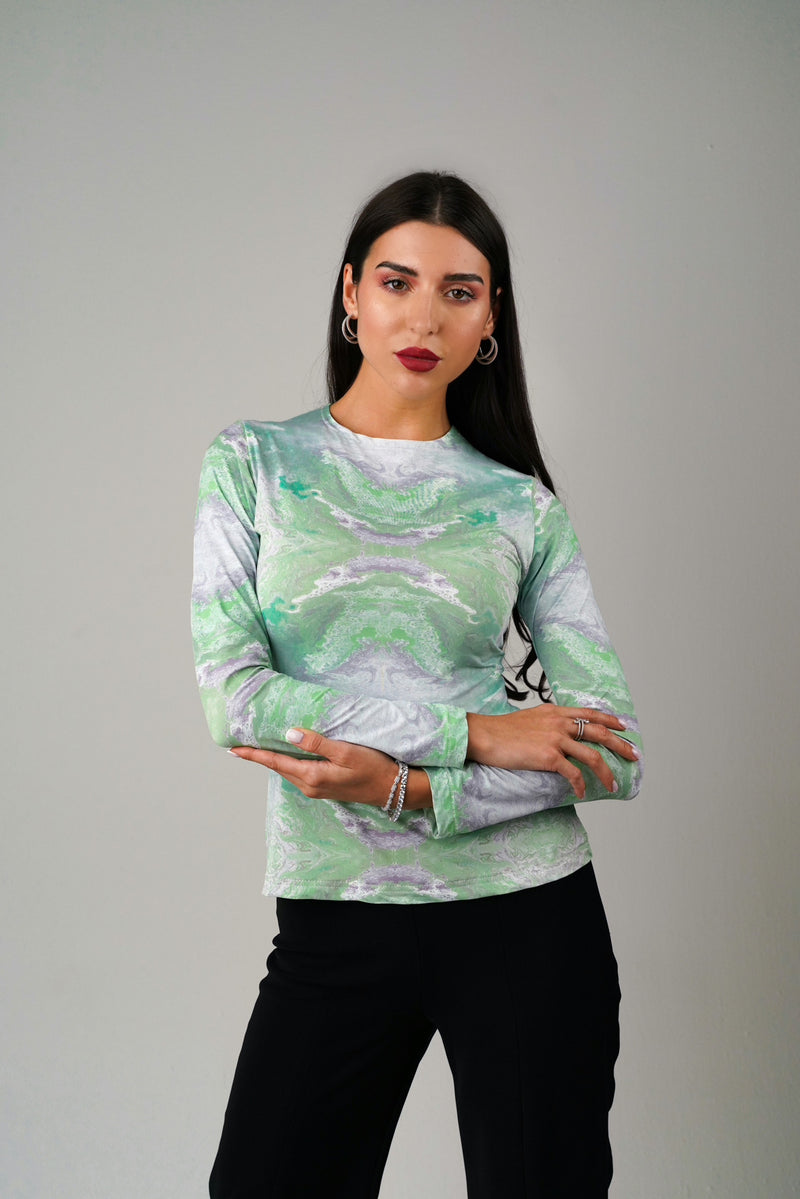 PRINTED JERSEY TOP