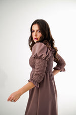 ELASTIC BUST AND SLEEVE DETAIL DRESS