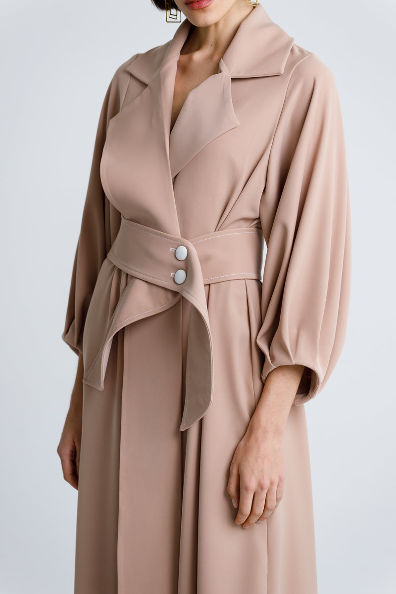 BELTED WRAP COAT DRESS