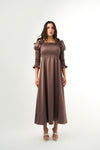 ELASTIC BUST AND SLEEVE DETAIL DRESS