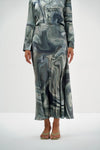 PRINTED SILK SATIN SKIRT