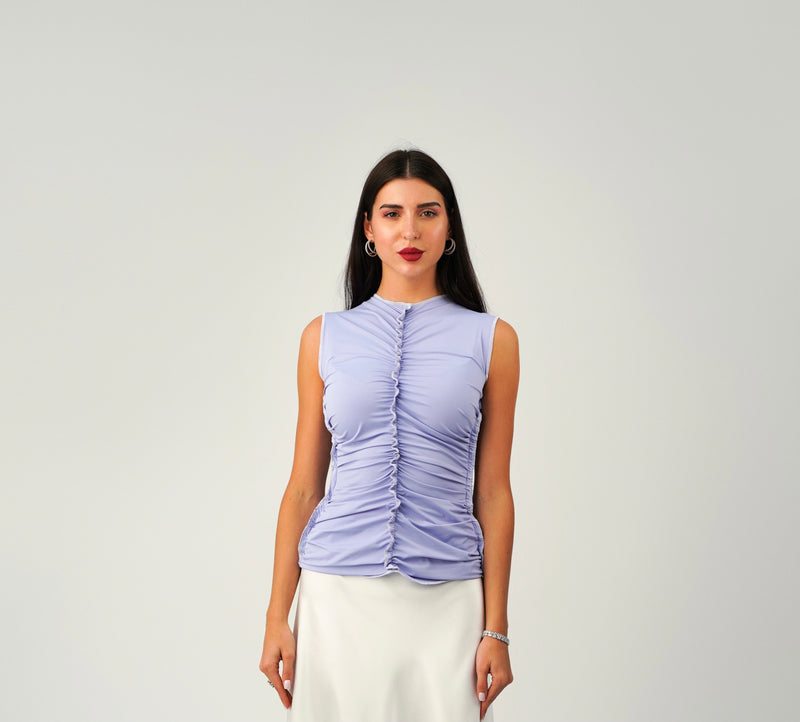 RUCHED EXPOSED SEAMS TANK TOP