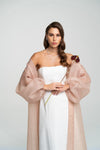 FAUX LEATHER STRAPLESS DRESS X ORGANZA