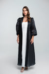 FAUX LEATHER STRAPLESS DRESS X ORGANZA