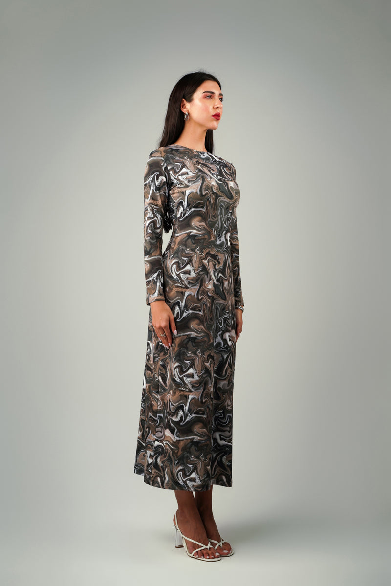 BRUNETTE MARBLE SWIRL DRESS