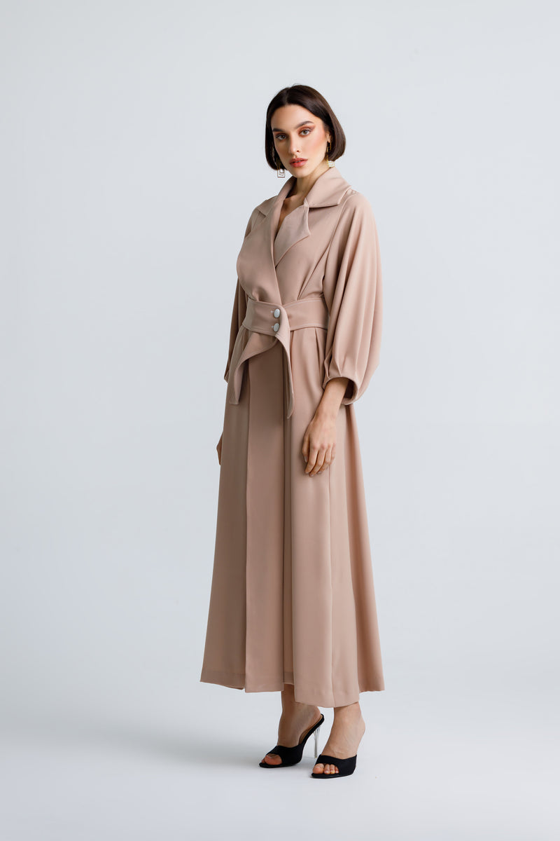 BELTED WRAP COAT DRESS