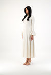 FLARED SLEEVED RIBBED DRESS