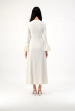 FLARED SLEEVED RIBBED DRESS